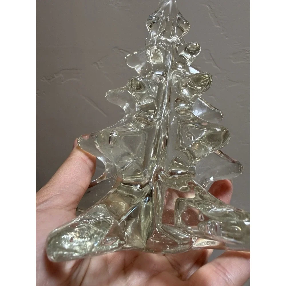 Large Heavy Clear Art Glass Crystal Christmas Tree Holiday Decor 9